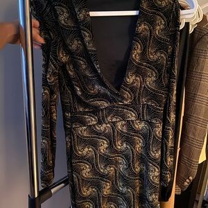 Black and gold patterned dress like new with tags